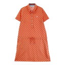 MUNSING WEAR マンシングウェア JWLJ782W 半袖ワンピース 総柄 オレンジ系 M 【中古】ゴルフウェア レディース