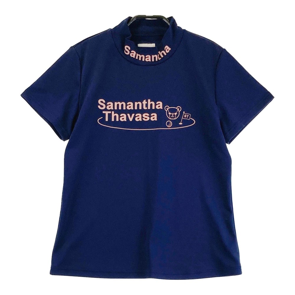 SAMANTHA THAVASA サマンサタバサ 0076-2311100102-80 No.7 ハイネック 半袖Tシャツ ネイビー系 38 【中古】ゴルフウェア レディース