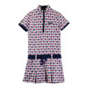 FILA GOLF フィラゴルフ ハーフジップ 半袖ワンピース ハート 総柄 グレー系 M 【中古】ゴルフウェア レディース
