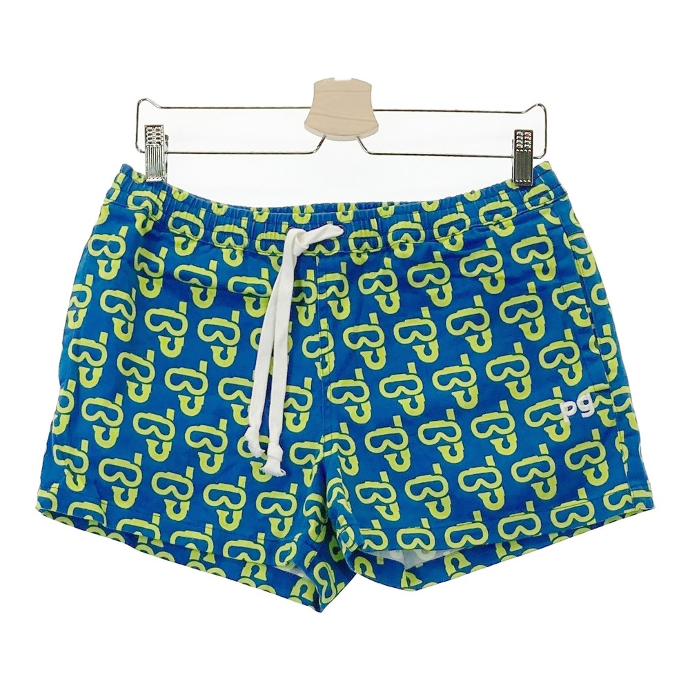 PEARLY GATES パーリーゲイツ ストレッチ ショートパンツ 総柄 ブルー系 1 【中古】ゴルフウェア レディース