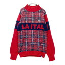 FILA GOLF フィラゴルフ ハイネック ニットセーター 総柄 レッド系 L 【中古】ゴルフウェア レディース