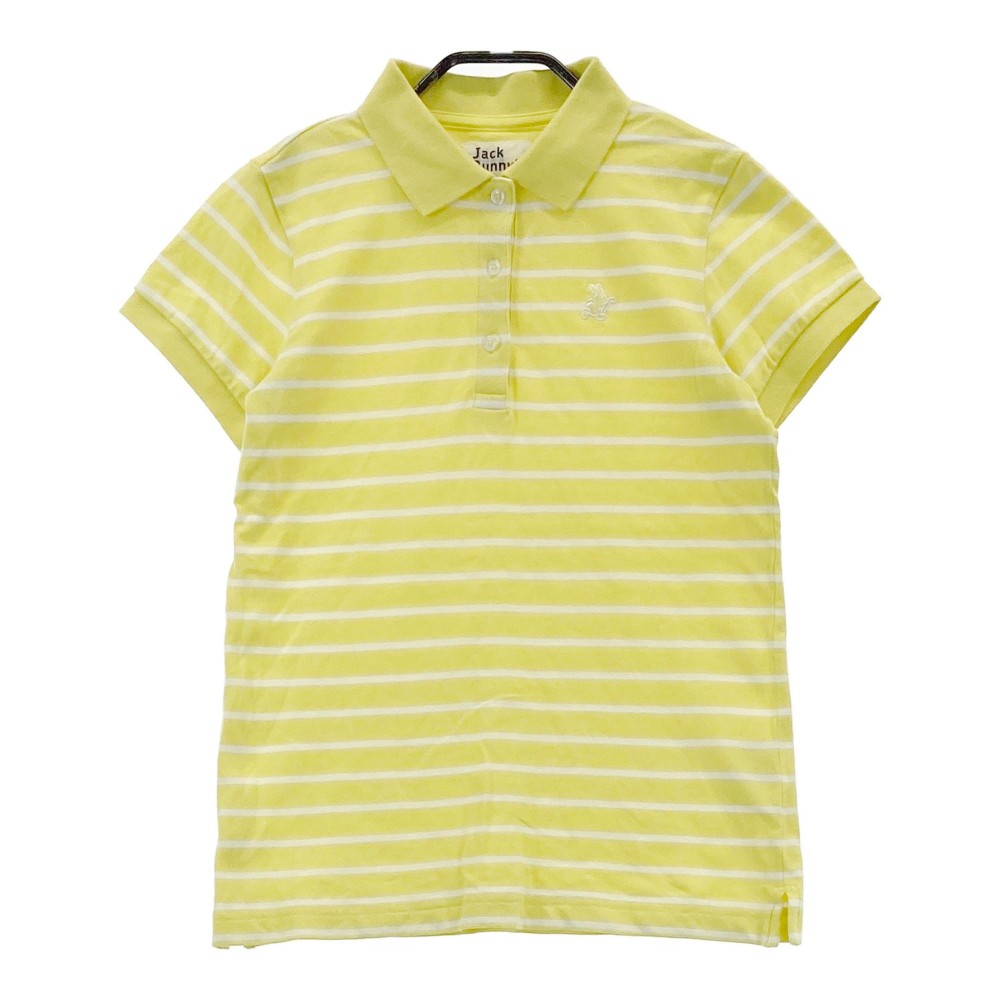 JACK BUNNY ジャックバニー 半袖ポロシャツ ボーダー柄 イエロー系 0 【中古】ゴルフウェア レディース
