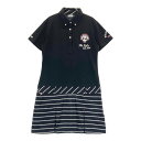 FILA GOLF フィラゴルフ ML5GL401 半袖ワンピース ボーダー柄 ブラック系 L 【中古】ゴルフウェア レディース