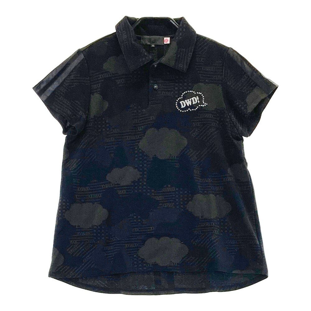 DANCE WITH DRAGON ダンスウィズドラゴン 半袖ポロシャツ ストーン 総柄 ブラック系 2 【中古】ゴルフ..