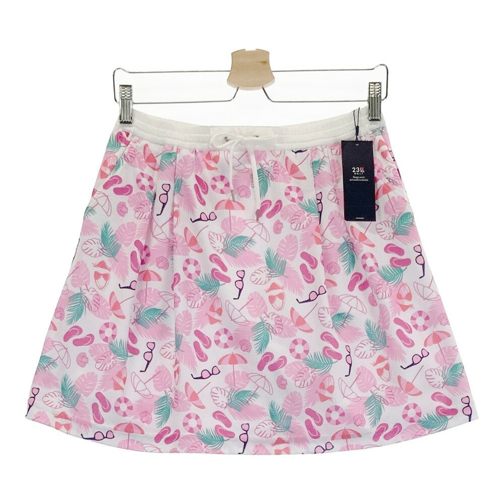 23区GOLF ニジュウサンクゴルフ メッシュスカート リーフ 総柄 ピンク系 1 【中古】ゴルフウェア レディース