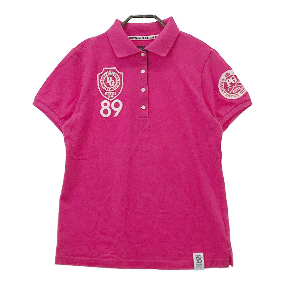 PEARLY GATES パーリーゲイツ 30周年モデル 半袖ポロシャツ ピンク系 2 【中古】ゴルフウェア レディース