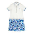 MUNSING WEAR マンシングウェア 半袖ポロワンピース 総柄 ブルー系 M 【中古】ゴルフウェア レディース