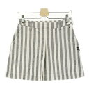 PEARLY GATES パーリーゲイツ 麻混スカート ストライプ柄 ホワイト系 0 【中古】ゴルフウェア レディース(4)