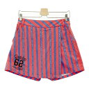 CUARTO UNITED クアルトユナイテッド キュロットスカート ストライプ柄 レッド系 M 【中古】ゴルフウェア レディース