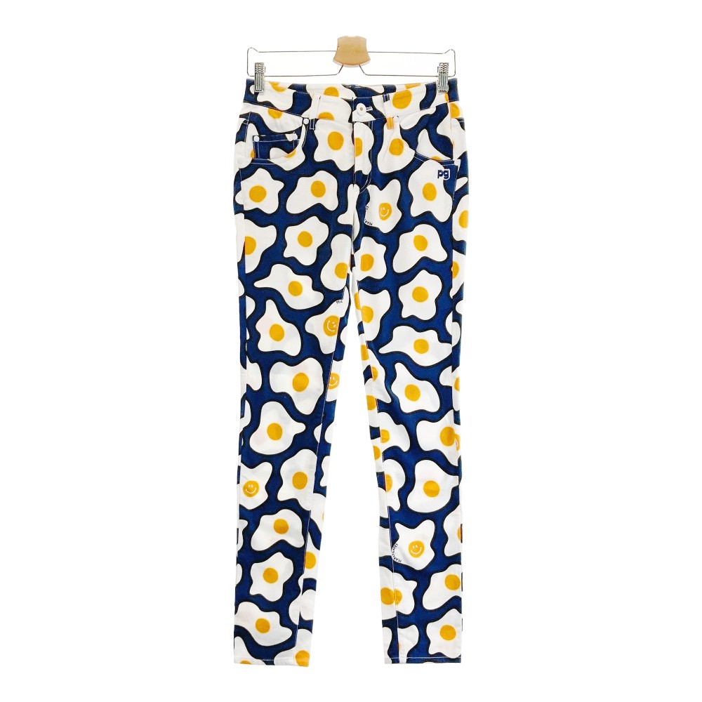 PEARLY GATES パーリーゲイツ パンツ 目玉焼き柄 ホワイト系 0 【中古】ゴルフウェア レディース