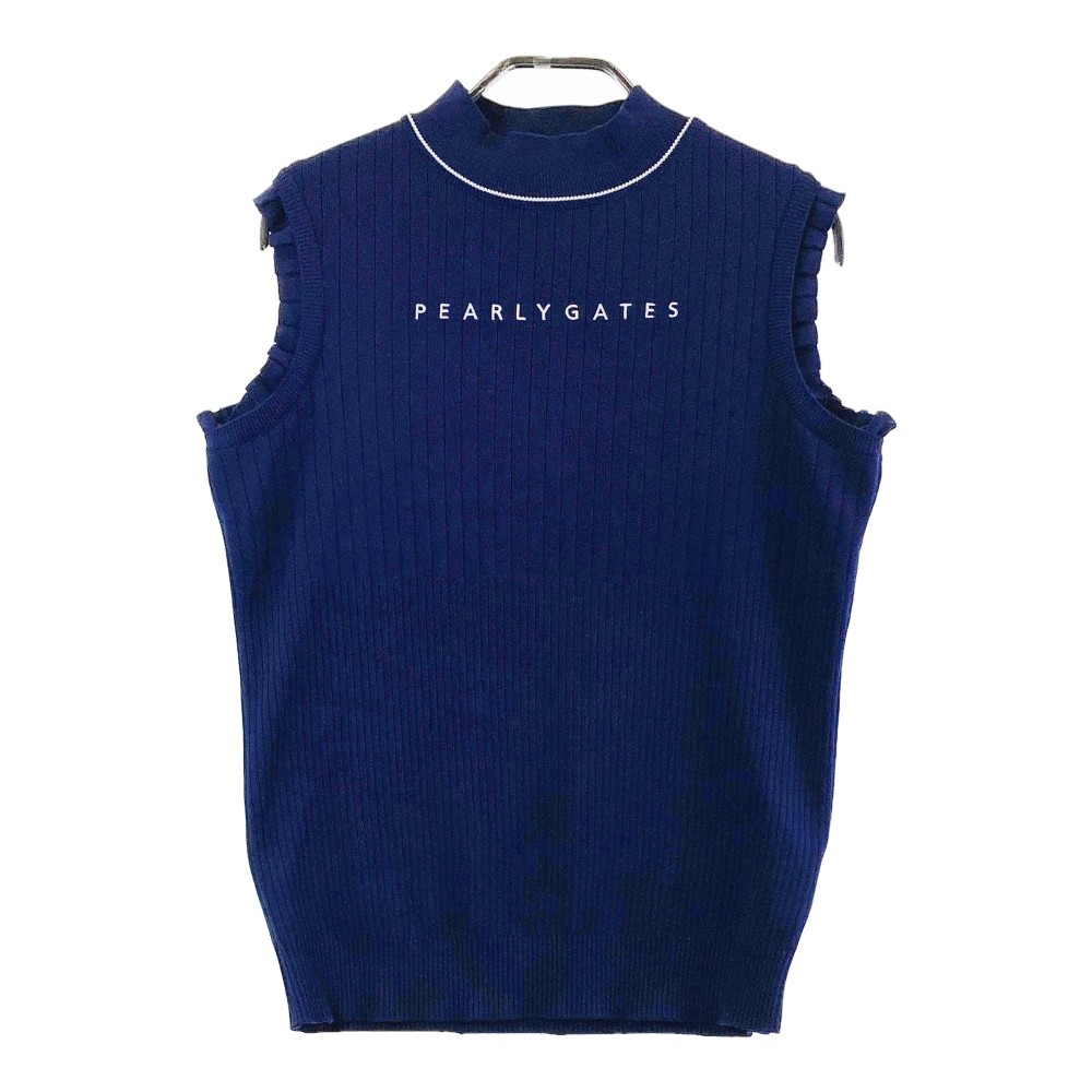 PEARLY GATES パーリーゲイツ 2023年モデル ハイネック ニットベスト ネイビー系 1 【中古】ゴルフウェア レディース