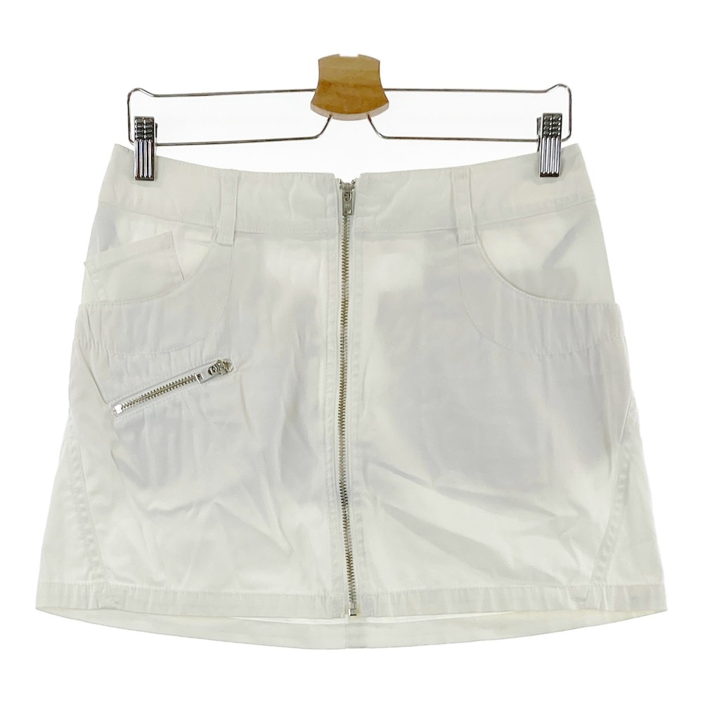 DANCE WITH DRAGON ダンスウィズドラゴン ストレッチ ジップスカート ホワイト系 2 【中古】ゴルフウェア レディース