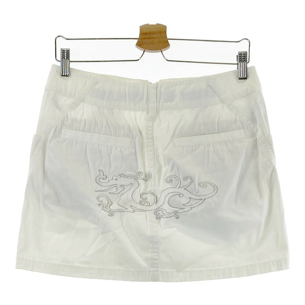 DANCE WITH DRAGON ダンスウィズドラゴン ストレッチ ジップスカート ホワイト系 2 【中古】ゴルフウェア レディース