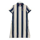 MUNSING WEAR マンシングウェア 半袖ワンピース ストライプ柄 ネイビー系 M 【中古】ゴルフウェア レディース