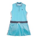 FILA GOLF フィラゴルフ ノースリーブ ワンピース ロゴ 総柄 ブルー系 L 【中古】ゴルフウェア レディース