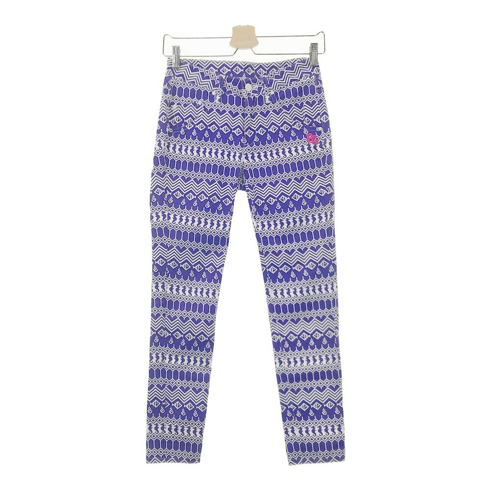 PEARLY GATES パーリーゲイツ ストレッチパンツ 総柄 ブルー系 0 【中古】ゴルフウェア レディース