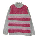 HEAL CREEK ヒールクリーク カシミヤ混ハーフジップ ニットセーター ボーダー柄 グレー系 42 【中古】ゴルフウェア レディース