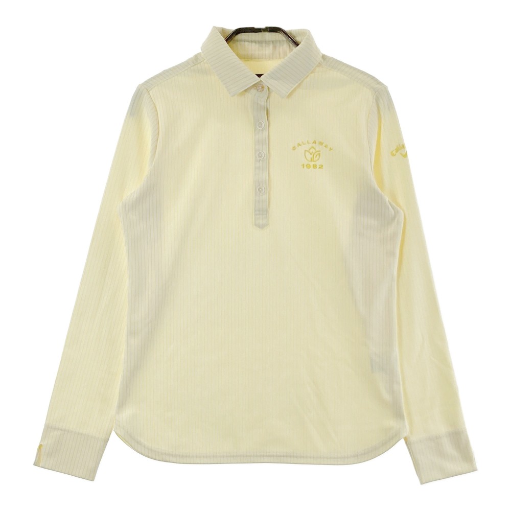 CALLAWAY キャロウェイ 2022年モデル 長袖ポロシャツ ストライプ柄 イエロー系 M 【中古】ゴルフウェア..