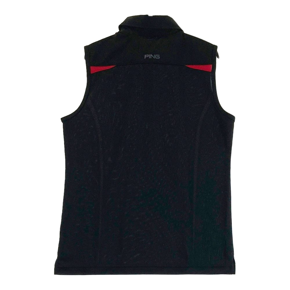 PING ピン ノースリーブポロシャツ ブラック系 L 【中古】ゴルフウェア レディース