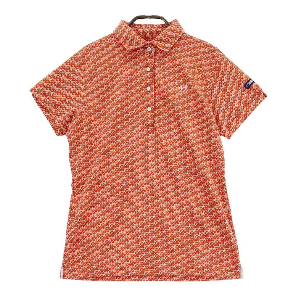 MASTER BUNNY EDITION マスターバニーエディション 半袖ポロシャツ 総柄 オレンジ系 2 【中古】ゴルフウェア レディース