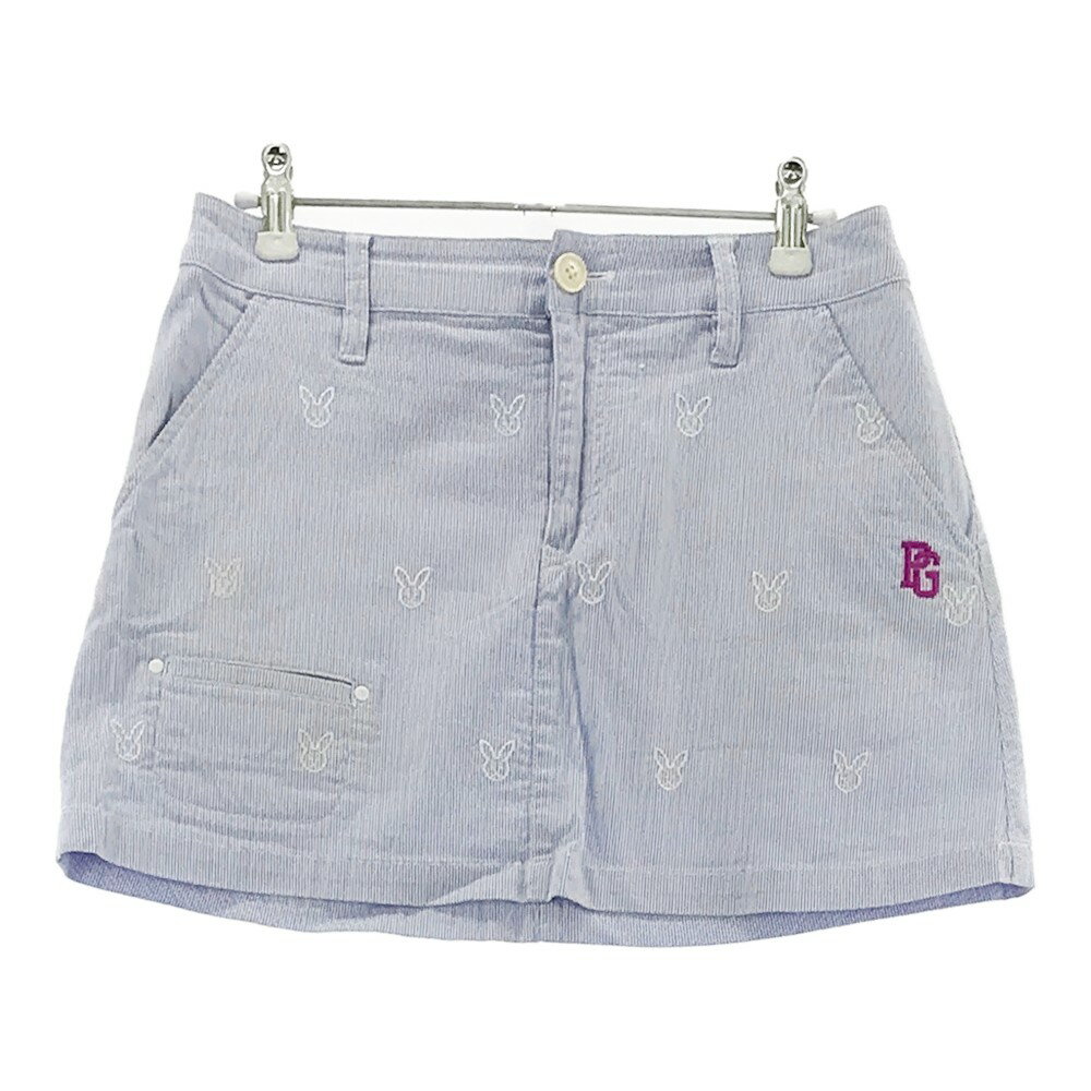 PEARLY GATES パーリーゲイツ ストレッチスカート ストライプ ウサギ柄 ブルー系 0 【中古】ゴルフウェア レディース