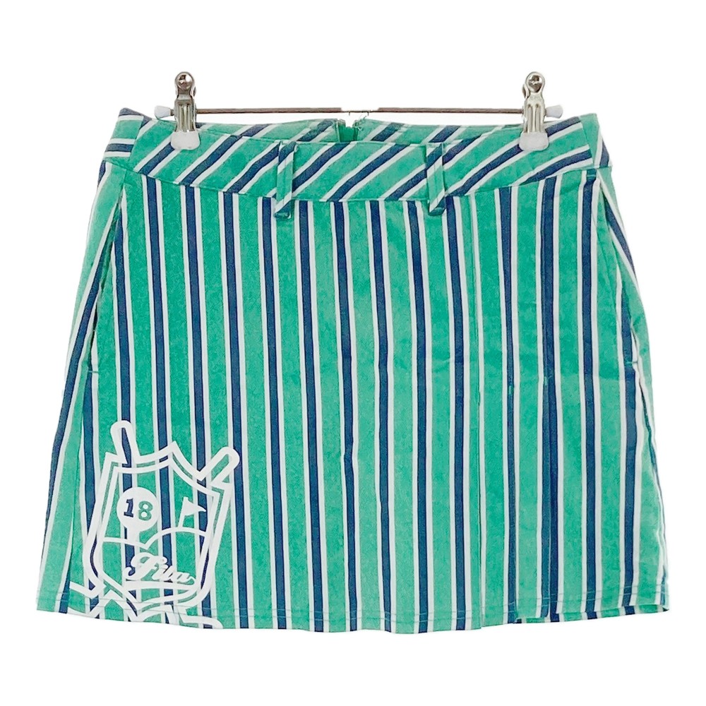 FILA GOLF フィラゴルフ ストレッチスカート ストライプ柄 グリーン系 M 【中古】ゴルフウェア レディース