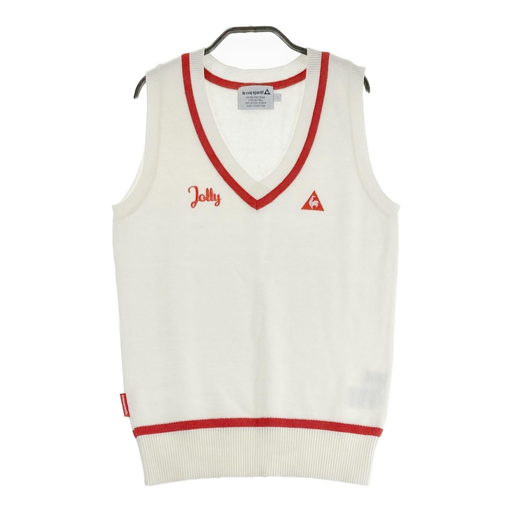 LECOQ GOLF ルコックゴルフ ニット ベスト ホワイト系 L 【中古】ゴルフウェア レディース