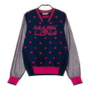 MARK&LONA マークアンドロナ 切替ニットセーター シースルー ドット柄 ネイビー系 38 【中古】ゴルフウェア レディース
