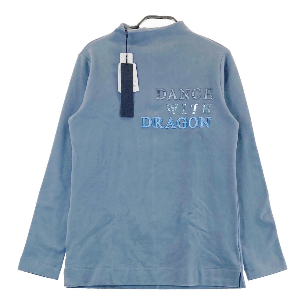 DANCE WITH DRAGON ダンスウィズドラゴン ネック付 起毛 長袖プルオーバー ブルー系 2 【中古】ゴルフウェア レディース