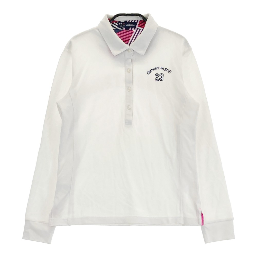 23区GOLF ニジュウサンクゴルフ CKKVLCA0224 長袖ポロシャツ ホワイト系 1 【中古】ゴルフウェア レデ..