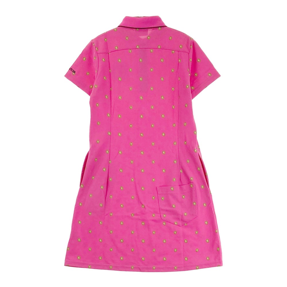 ADIDAS GOLF アディダスゴルフ 半袖 ポロワンピース キウイ柄 ピンク系 M 【中古】ゴルフウェア レディース