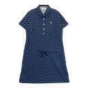 MUNSING WEAR マンシングウェア 半袖ポロ ワンピース 総柄 ネイビー系 M 【中古】ゴルフウェア レディース その1