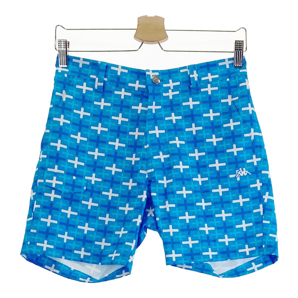 KAPPA GOLF カッパゴルフ ストレッチ ショートパンツ 総柄 ブルー系 S 【中古】ゴルフウェア レディース