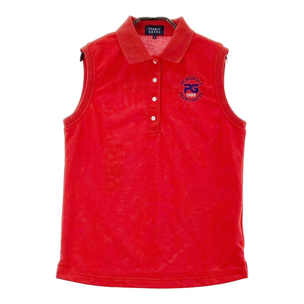 PEARLY GATES パーリーゲイツ ノースリーブポロシャツ レッド系 1 【中古】ゴルフウェア レディース