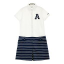 ADIDAS GOLF アディダスゴルフ AF8096 半袖ワンピース ボタンダウン ボーダー柄 ホワイト系 S 【中古】ゴルフウェア レディース