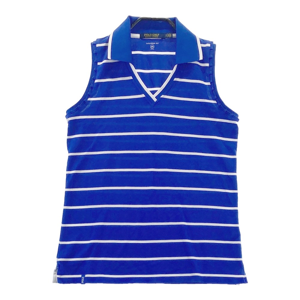POLOGOLF ラルフローレン ポロゴルフ ノースリーブポロシャツ ボーダー柄 ブルー系 S 【中古】ゴルフウェア レディース