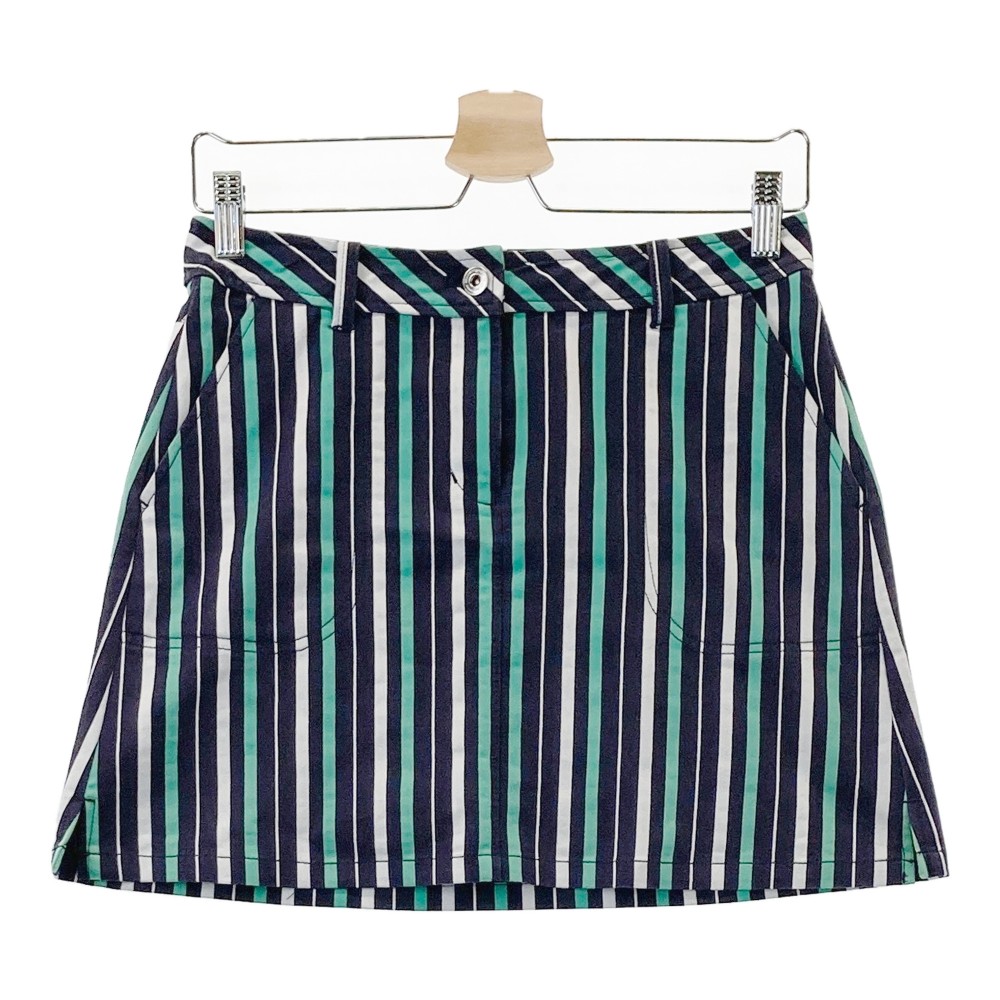 MUNSING WEAR マンシングウェア ストレッチスカート ストライプ柄 ネイビー系 9 【中古】ゴルフウェア ..