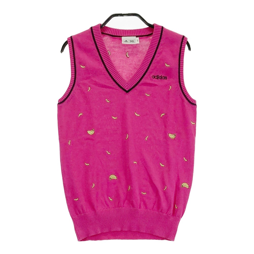 ADIDAS GOLF アディダスゴルフ ニットベスト バナナ柄 ピンク系 S 【中古】ゴルフウェア レディース