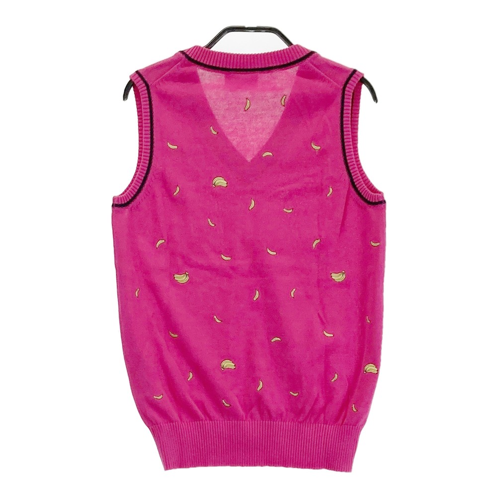 ADIDAS GOLF アディダスゴルフ ニットベスト バナナ柄 ピンク系 S 【中古】ゴルフウェア レディース