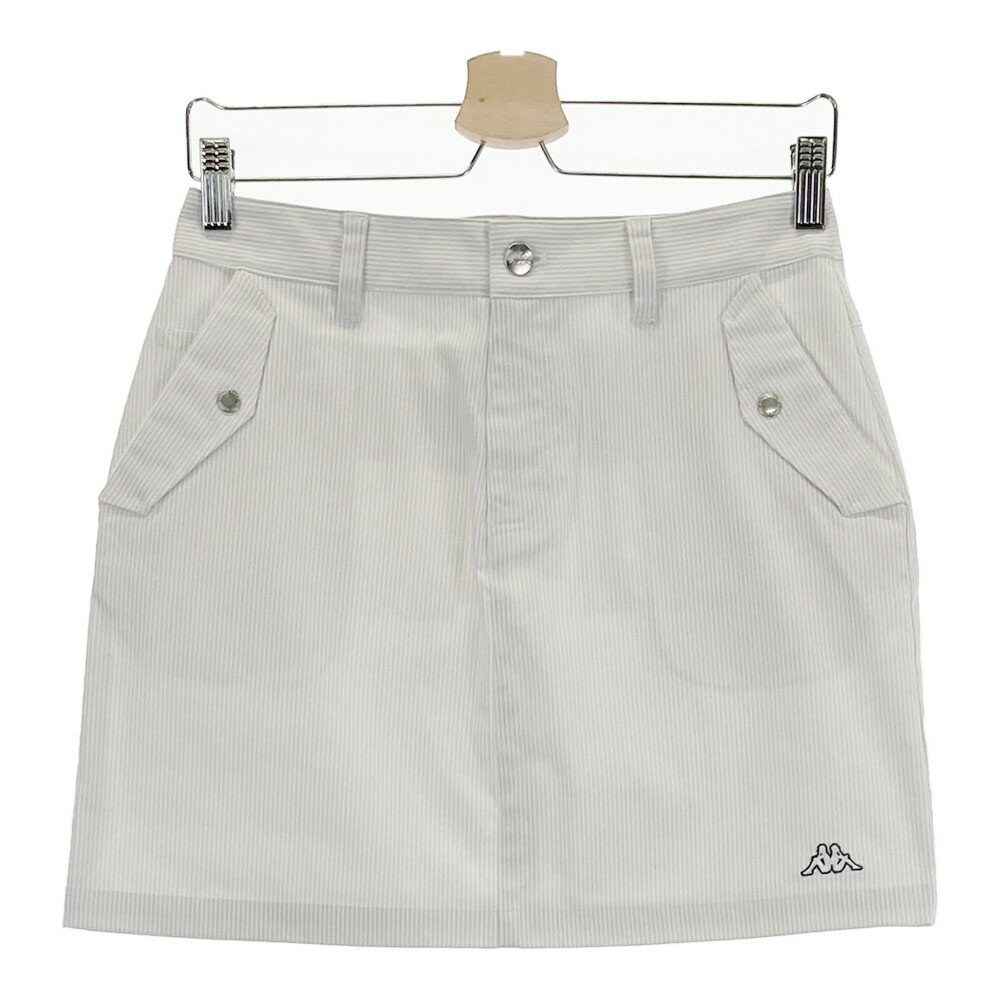 KAPPA GOLF カッパゴルフ ストレッチスカート ストライプ柄 ホワイト系 S 【中古】ゴルフウェア レディース