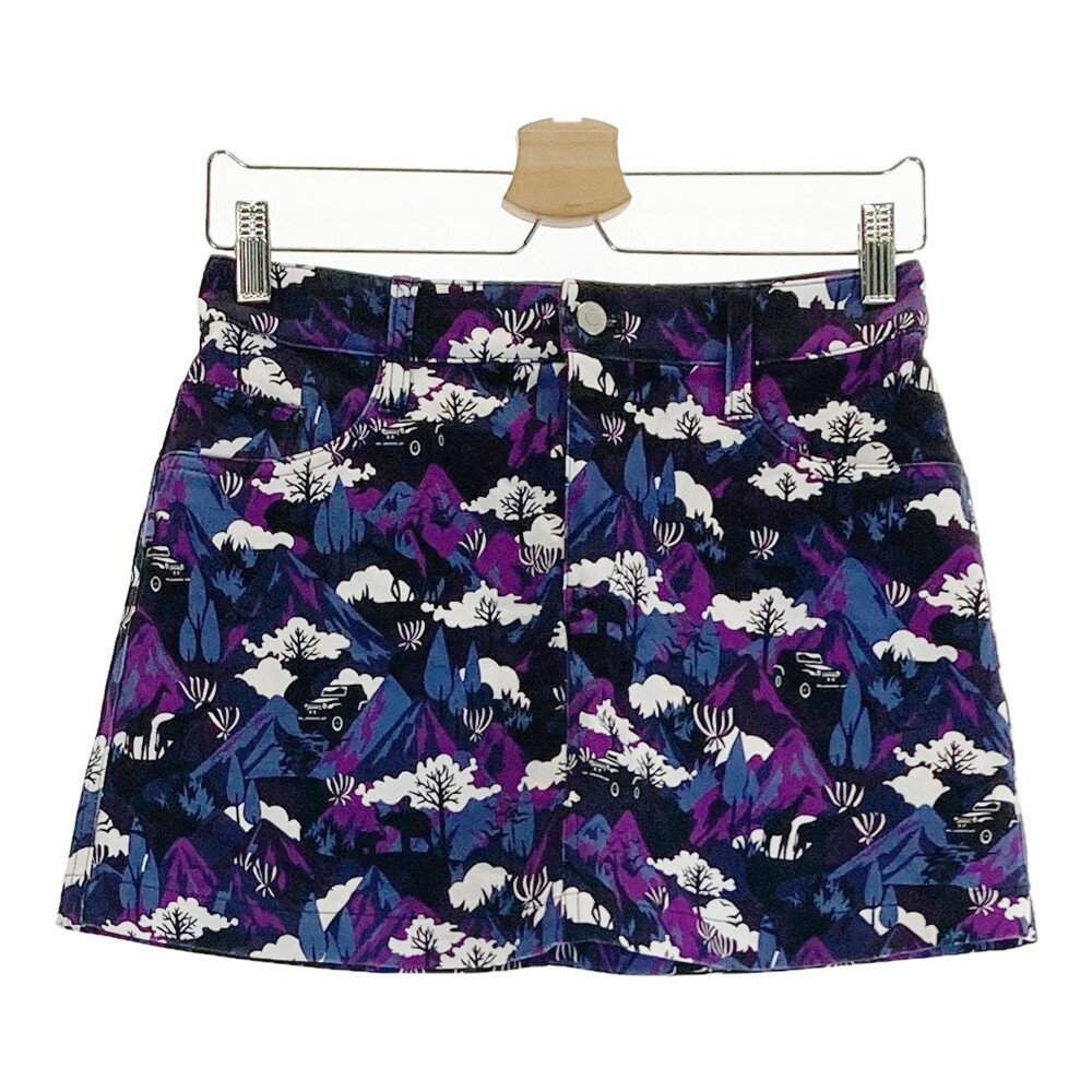 JACK BUNNY ジャックバニー インナー付 ストレッチスカート 総柄 ネイビー系 0 【中古】ゴルフウェア ..