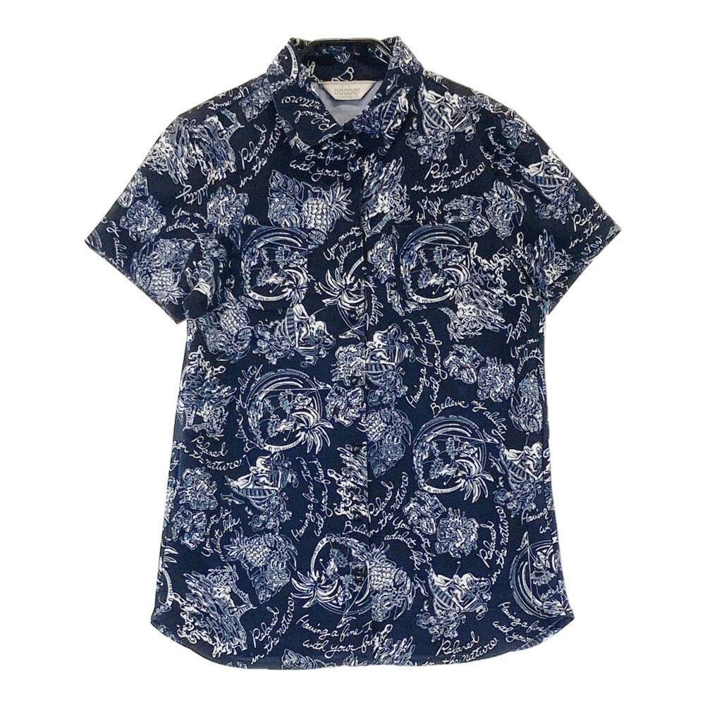 ADABAT アダバット 半袖ポロシャツ 総柄 ネイビー系 36 【中古】ゴルフウェア レディース