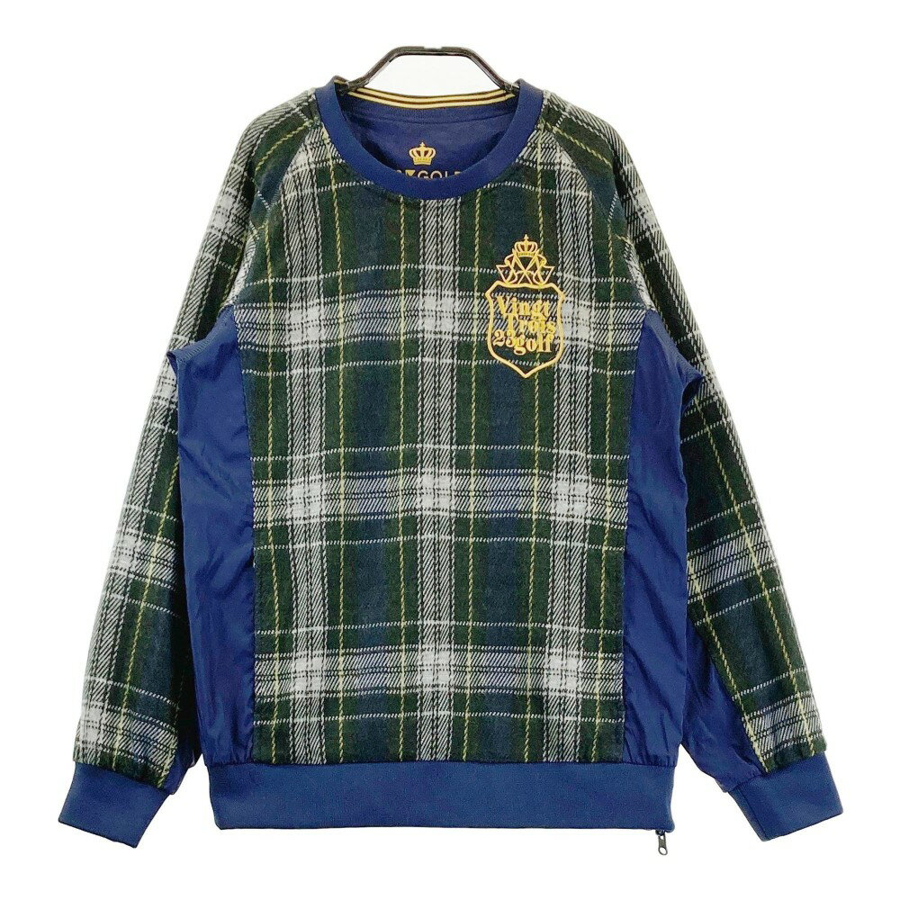 23区GOLF ニジュウサンクゴルフ リバーシブル 長袖ブルゾン チェック柄 グリーン系 2 【中古】ゴルフウェア レディース