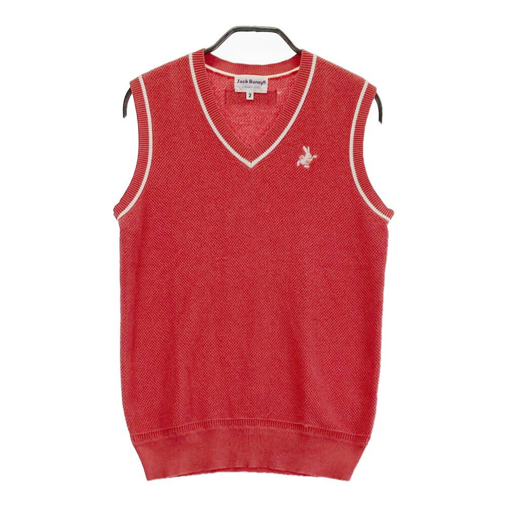 JACK BUNNY ジャックバニー ニットベスト レッド系 2 【中古】ゴルフウェア レディース