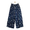 MUTA MARINE ムータマリン ワイドパンツ 総柄 ネイビー系 2 【中古】ゴルフウェア レディース
