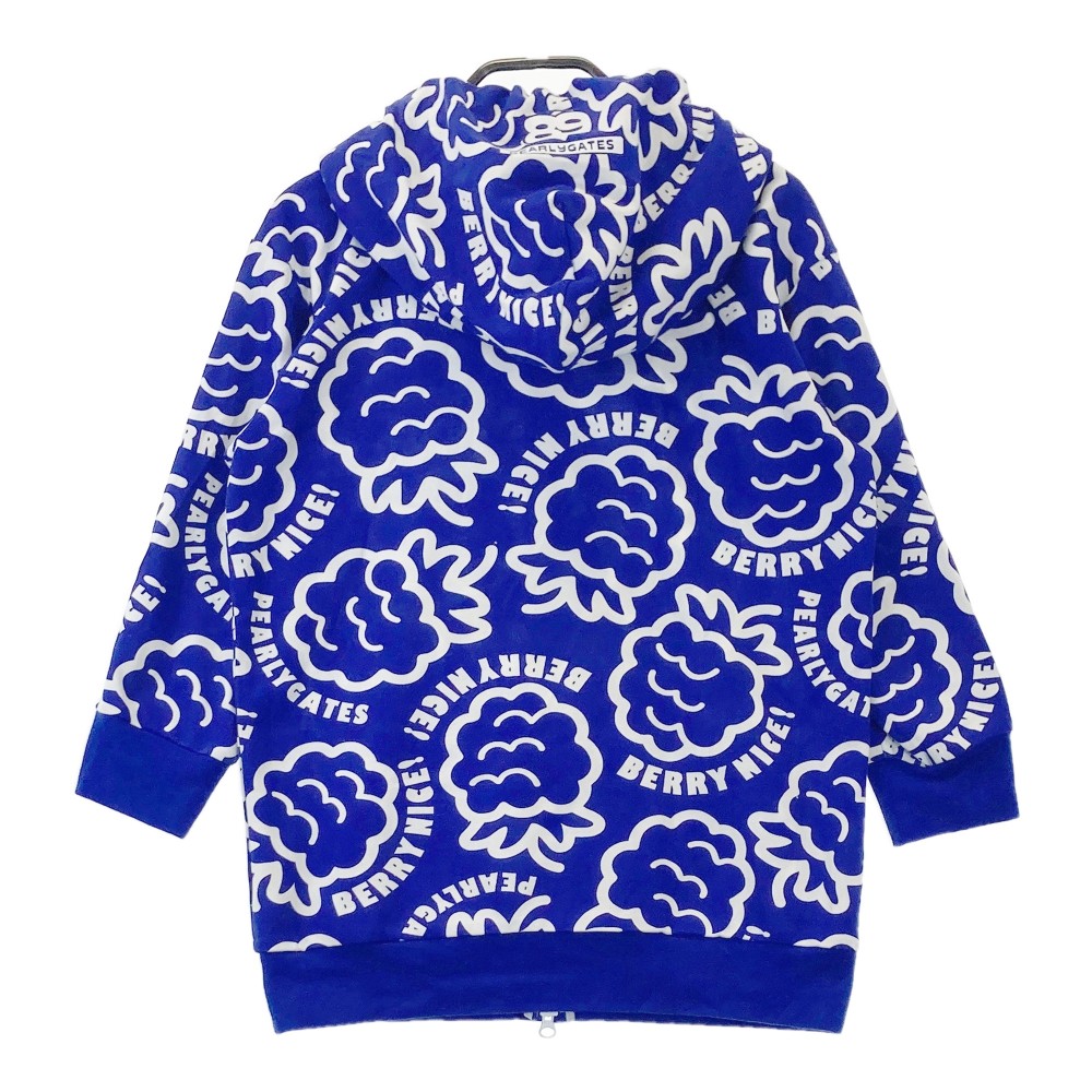 PEARLY GATES パーリーゲイツ 七分袖 ジップパーカー 総柄 ブルー系 0 【中古】ゴルフウェア レディース