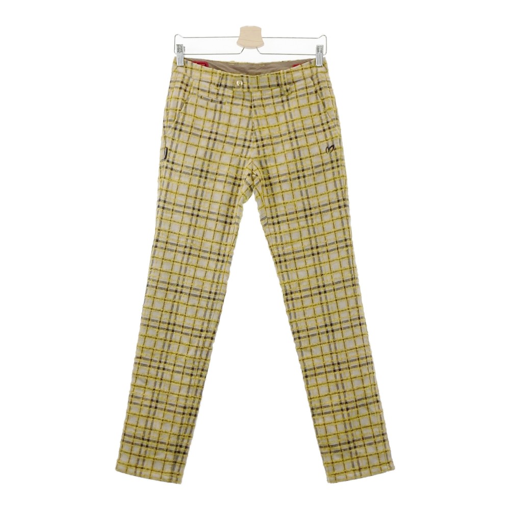 MASTER BUNNY EDITION マスターバニーエディション 裏地付 ウール混パンツ チェック柄 イエロー系 0 【中古】ゴルフウェア レディース
