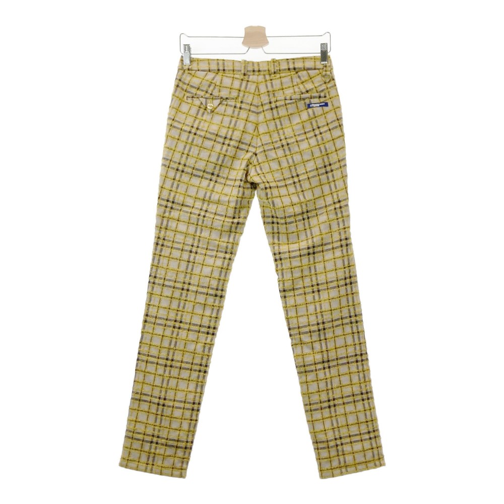 MASTER BUNNY EDITION マスターバニーエディション 裏地付 ウール混パンツ チェック柄 イエロー系 0 【中古】ゴルフウェア レディース