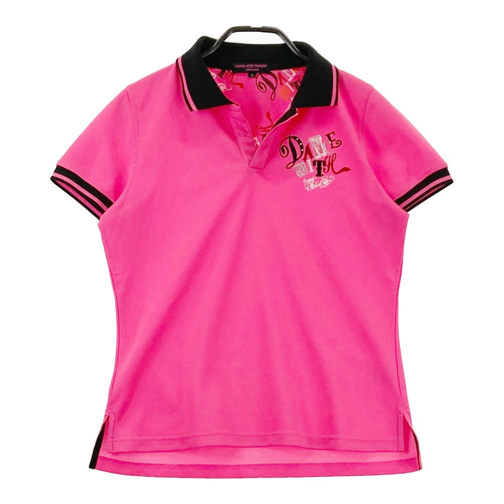 DANCE WITH DRAGON ダンスウィズドラゴン 半袖ポロシャツ ピンク系 3 【中古】ゴルフウェア レディース