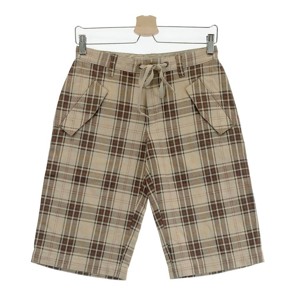 PEARLY GATES パーリーゲイツ ショートパンツ チェック柄 ベージュ系 0 【中古】ゴルフウェア レディース